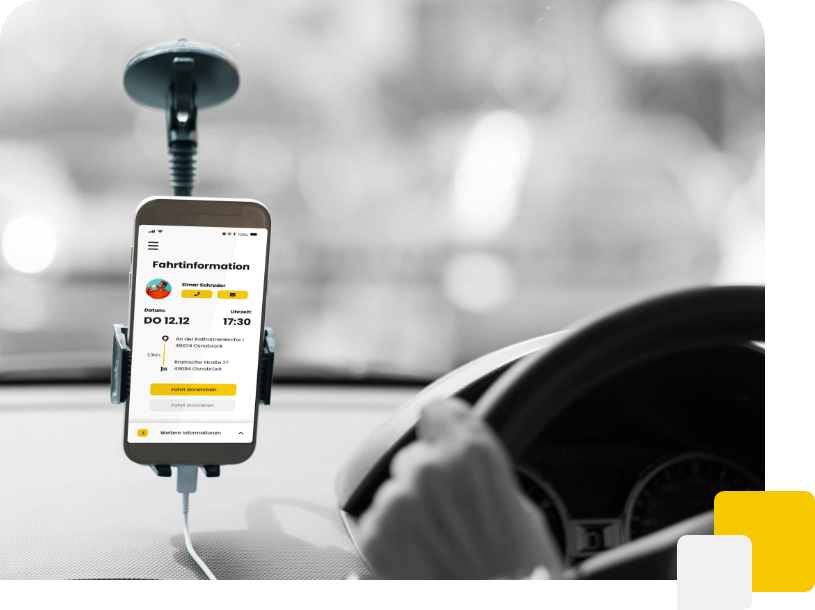 Handy mit Fahreransicht der Appfahrt App